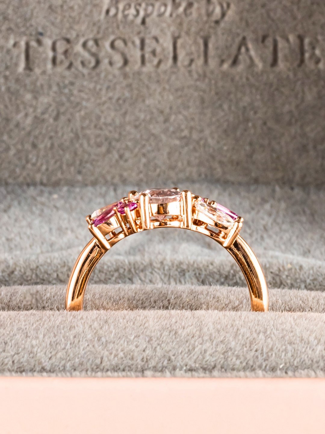 Sera Ring - Morganite & Moissanite - 18K Rose Gold