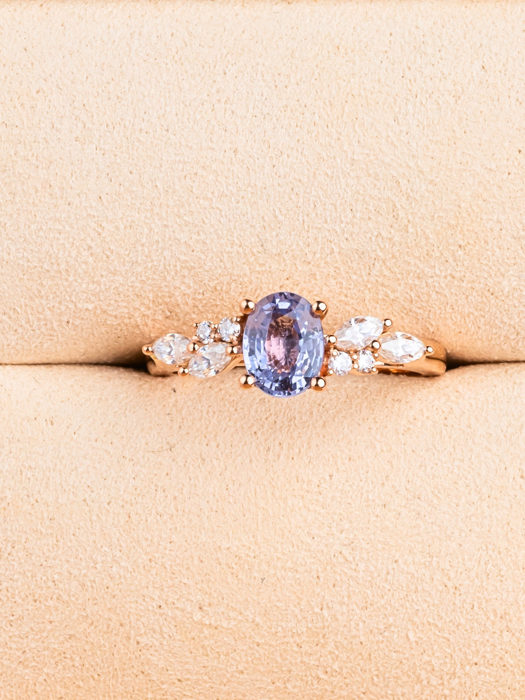 Claudia Ring - 1.12Ct Lavender Sapphire & Lab Diamond - 18K Rose Gold