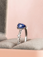 Load image into Gallery viewer, Kara Ring - Blue Sapphire &amp; Moissanite - 18k White Gold

