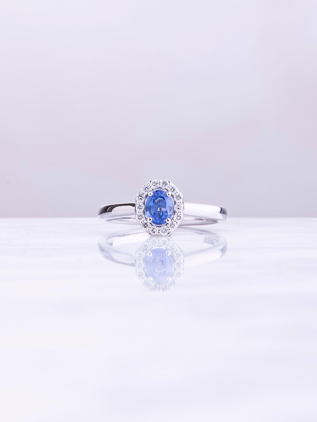Freya Ring - Blue Sapphire & Lab Grown - 18K White Gold