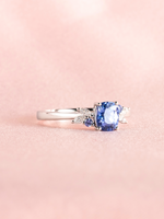 Load image into Gallery viewer, Jestina Ring - Blue Sapphire &amp; Moissanite - 18K White Gold

