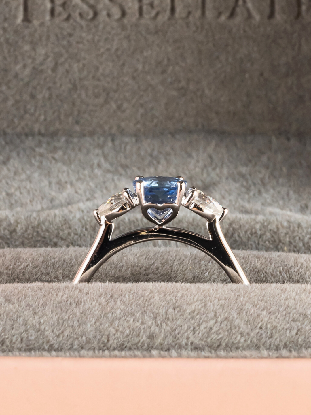 Eden Ring - Blue Sapphire & Moissanite - 18k White Gold