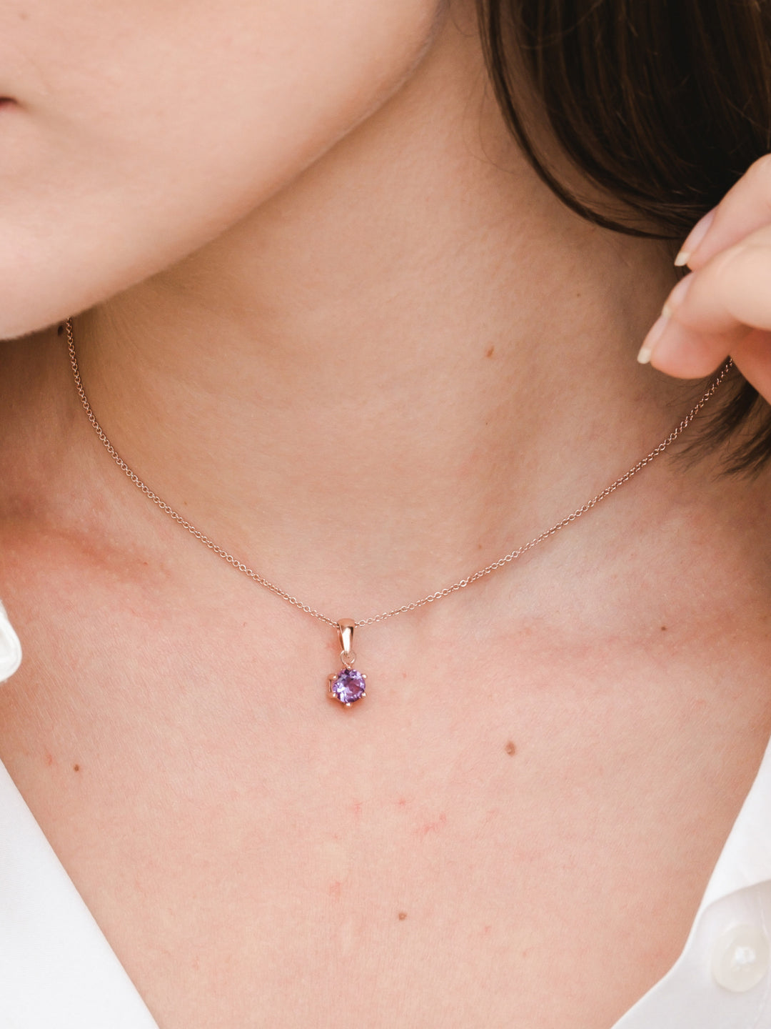 Bianca Necklace (Amethyst) - Rose Gold Plated