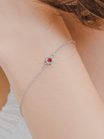 Load image into Gallery viewer, Fleur Bracelet (Garnet) - Rhodium Plated
