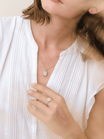 Load image into Gallery viewer, Laria Necklace (Grey Moonstone) - Rhodium Plated
