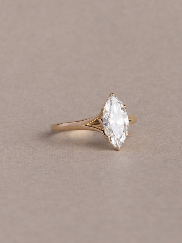Mireya Ring - 1.56 Ct Marquise Cut Lab Grown Diamond - 18K Yellow Gold