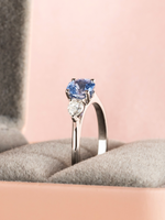Load image into Gallery viewer, Eden Ring - Blue Sapphire &amp; Moissanite - 18k White Gold

