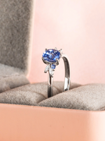 Load image into Gallery viewer, Jestina Ring - Blue Sapphire &amp; Moissanite - 18K White Gold
