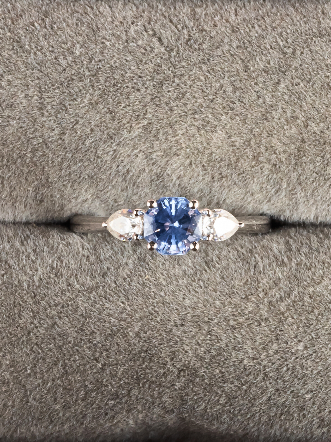 Eden Ring - Blue Sapphire & Moissanite - 18k White Gold