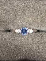 Load image into Gallery viewer, Eden Ring - Blue Sapphire &amp; Moissanite - 18k White Gold
