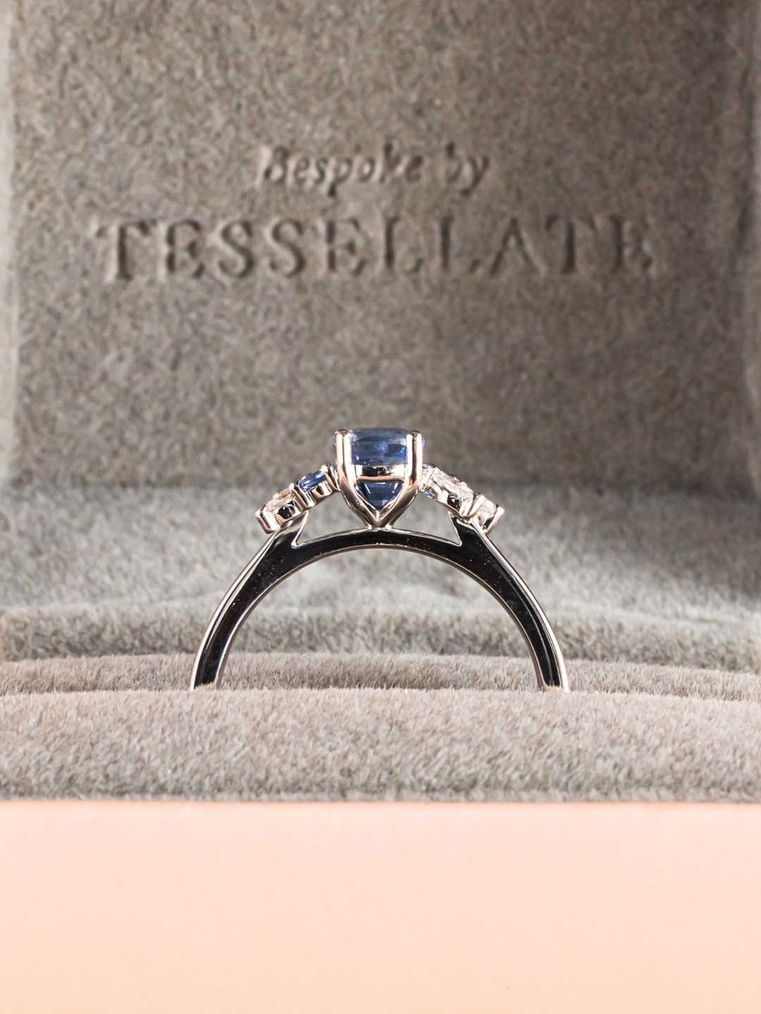 Jestina Ring - Blue Sapphire & Moissanite - 18K White Gold