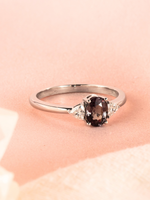 Load image into Gallery viewer, Cassandra Ring - Colour Change Garnet &amp; Moissanite - 18K White Gold

