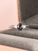 Load image into Gallery viewer, Cassandra Ring - Colour Change Garnet &amp; Moissanite - 18K White Gold
