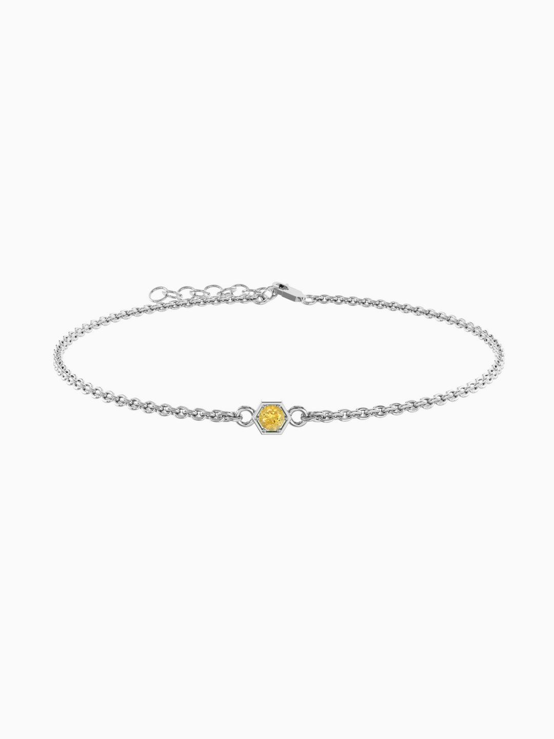 Fleur Bracelet (Citrine) - Rhodium Plated