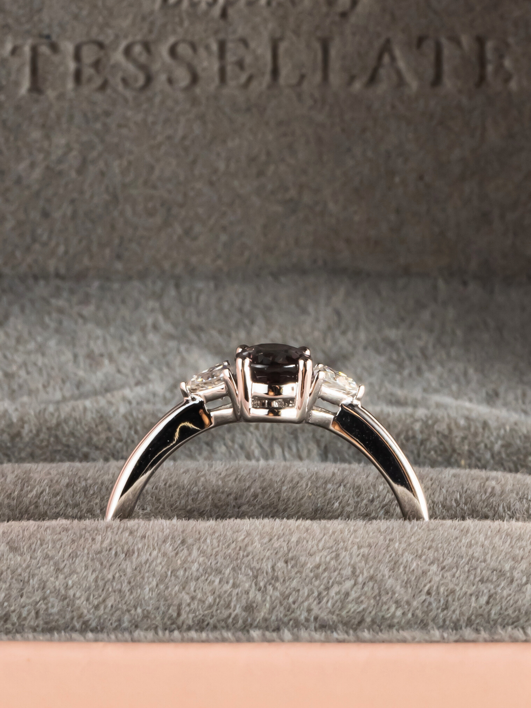 Cassandra Ring - Colour Change Garnet & Moissanite - 18K White Gold