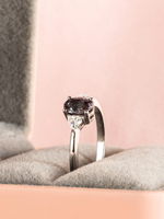 Load image into Gallery viewer, Cassandra Ring - Colour Change Garnet &amp; Moissanite - 18K White Gold
