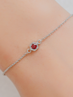 Load image into Gallery viewer, Fleur Bracelet (Garnet) - Rhodium Plated
