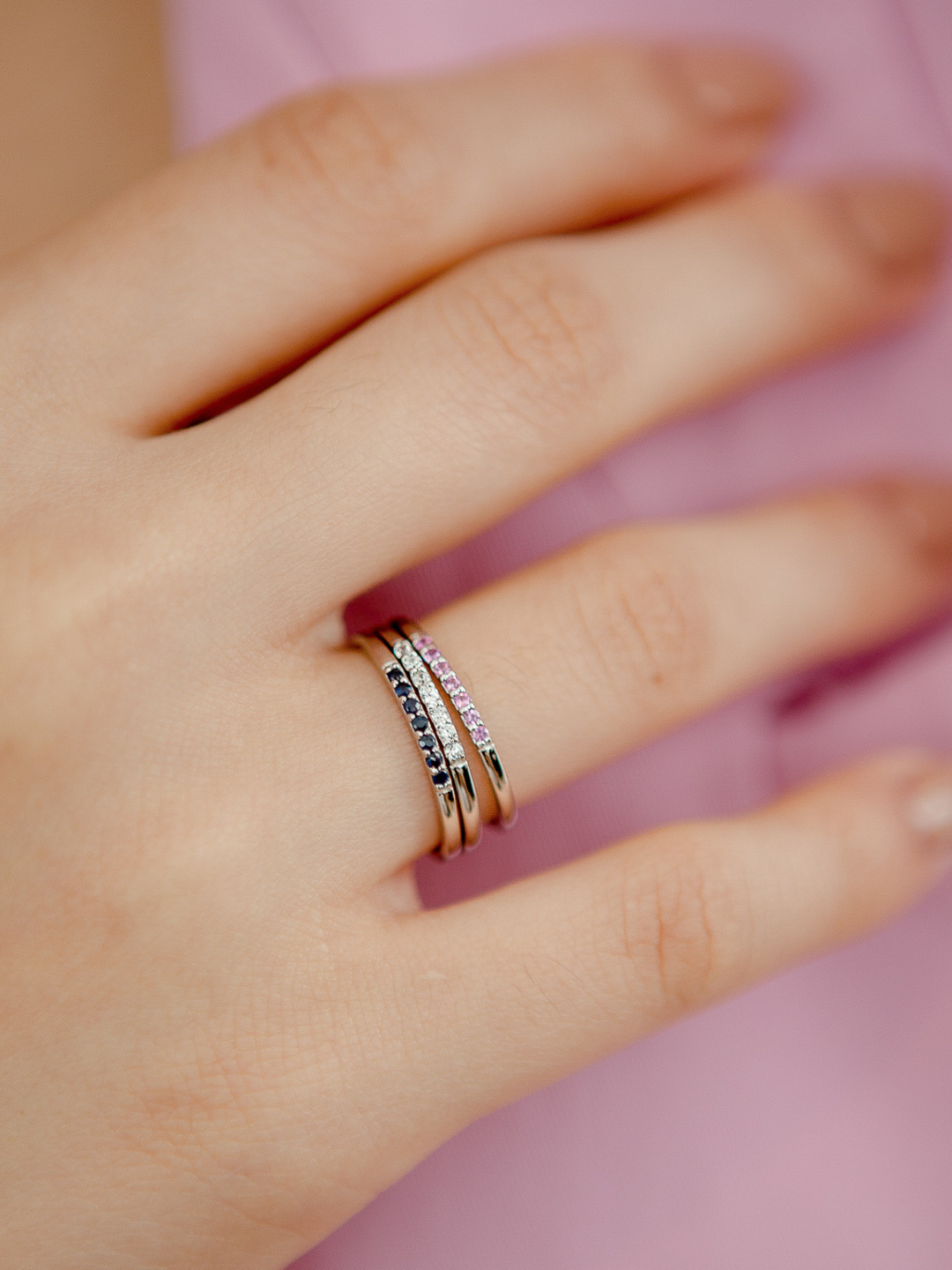 Esther Ring (Blue Sapphire) - Rhodium Plated