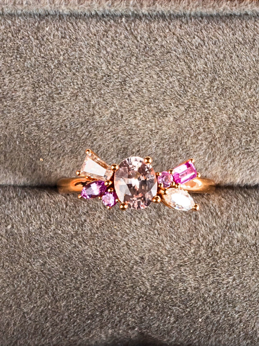 Sera Ring - Morganite & Moissanite - 18K Rose Gold