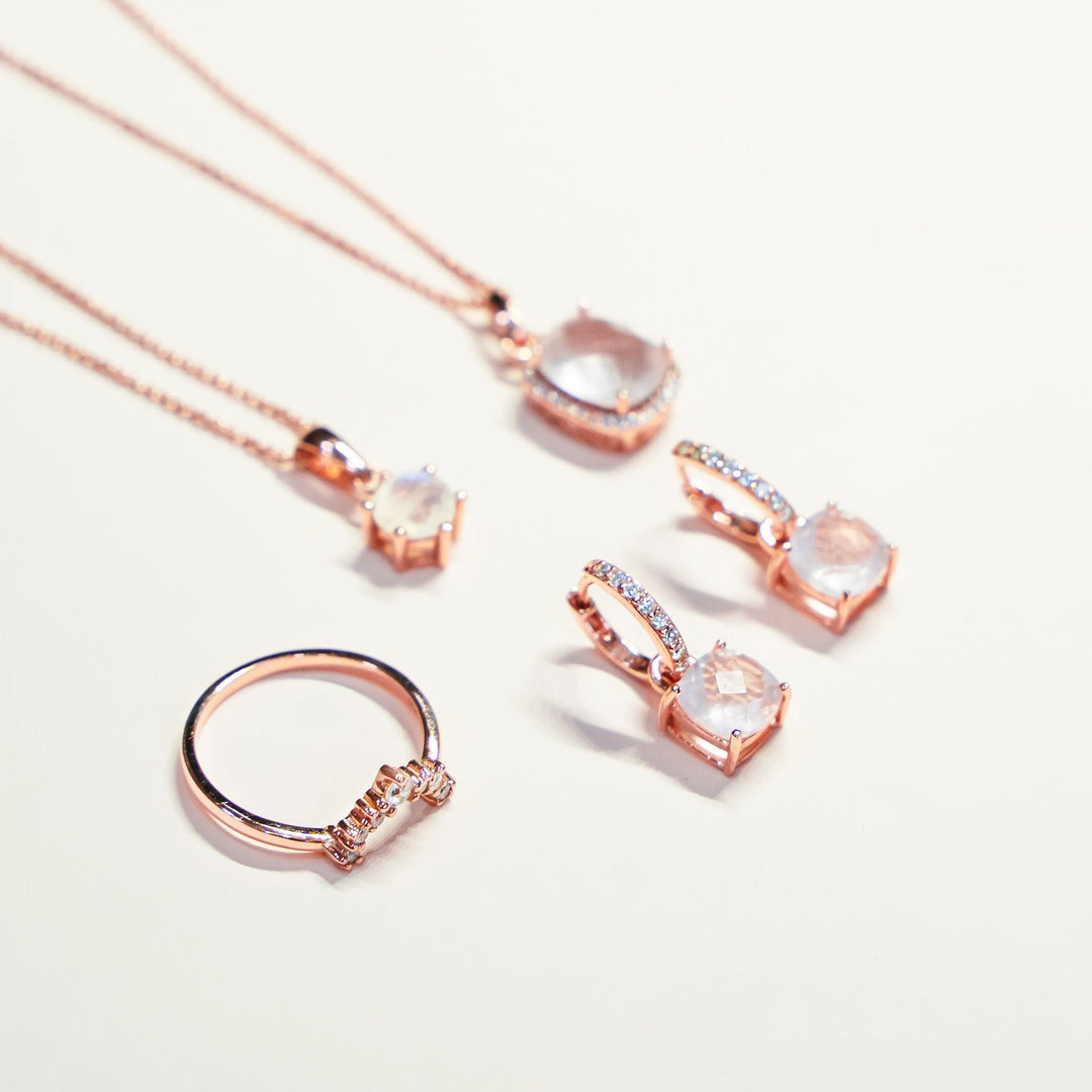 Bianca Necklace (Moonstone) - Rose Gold Plated