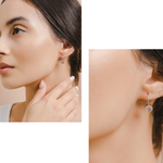 Load image into Gallery viewer, Pamela Earrings (Rose Quartz) - Rhodium Plated
