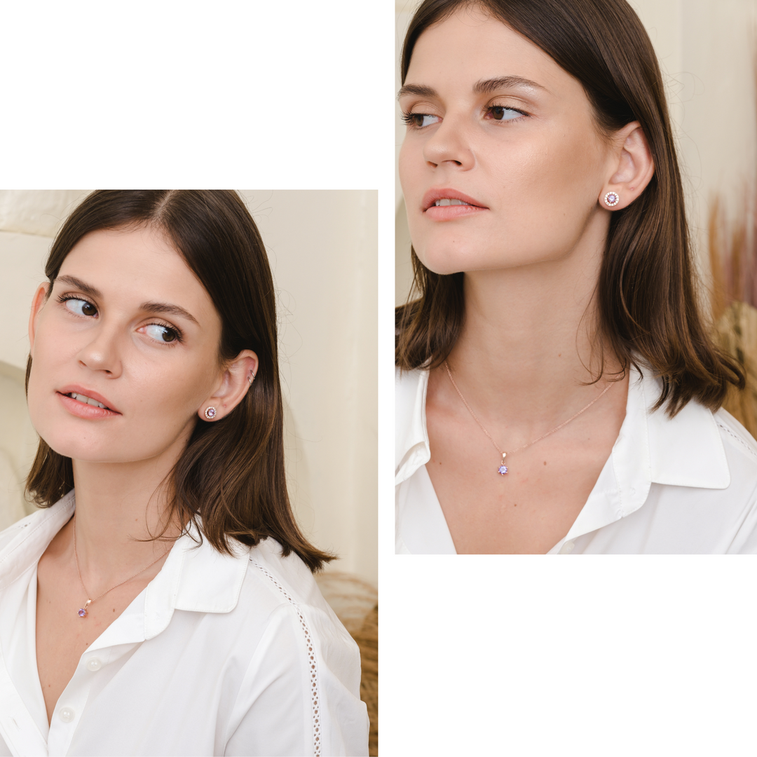 Bianca Necklace (Amethyst) - Rose Gold Plated