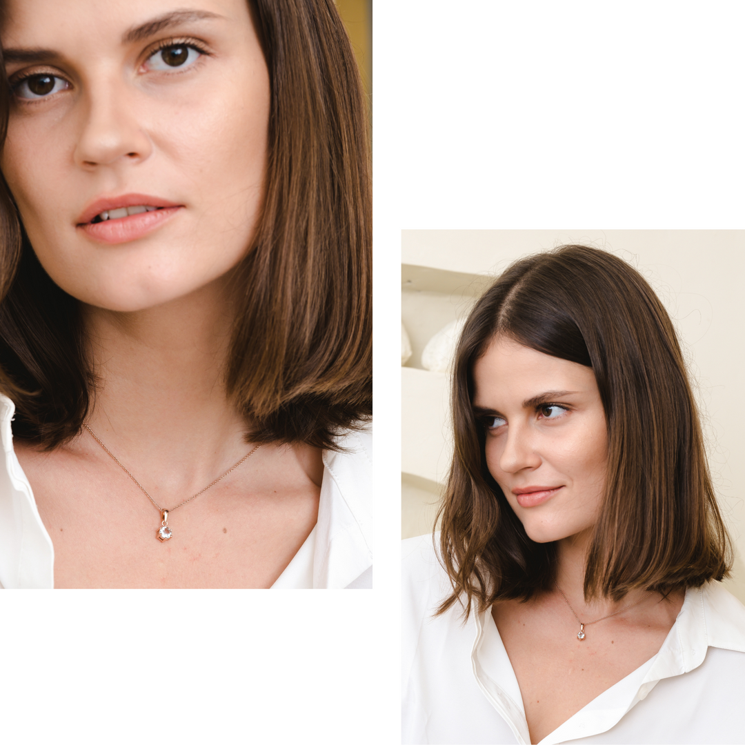 Bianca Necklace (Aquamarine) - Rose Gold Plated