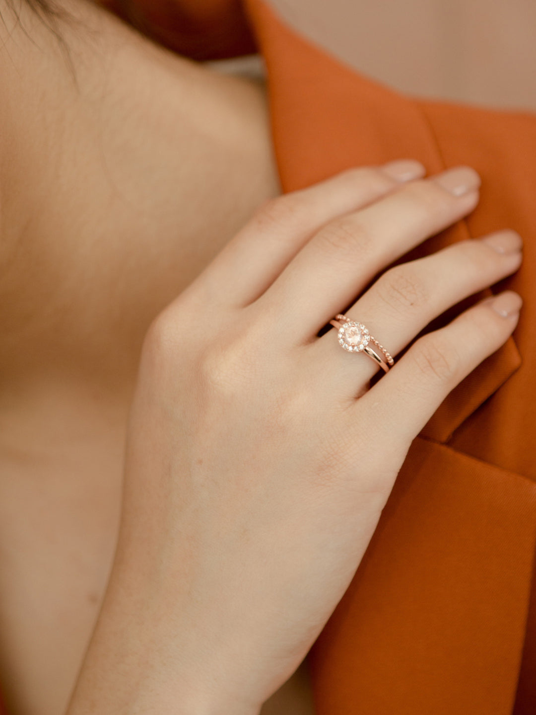 Lydia Ring (Rose Quartz) - Rose Gold Plated