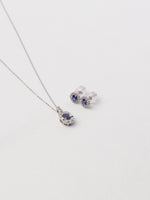 Load image into Gallery viewer, Blue Sapphire Filigree Halo Platinum Earrings
