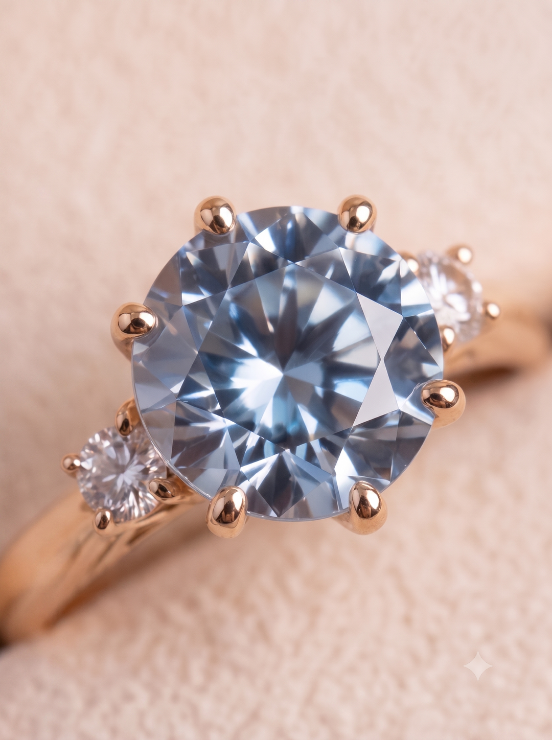Azure Ring - 0.93 Ct Fancy Intense Blue Lab Grown Diamond - 18K Rose Gold