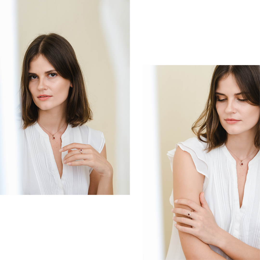 Leanne Necklace (Garnet) - Rose Gold Plated