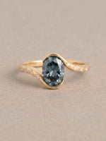 Load image into Gallery viewer, Livia Ring - Teal Moissanite - 14K Yellow Gold
