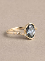 Load image into Gallery viewer, Livia Ring - Teal Moissanite - 14K Yellow Gold
