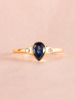 Load image into Gallery viewer, Alicia Ring - Blue Sapphire &amp; Moissanite - 18K Yellow Gold
