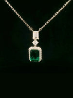 Load image into Gallery viewer, CVD Lab Diamond &amp; Lab Emerald Necklace (Emerald Cut)
