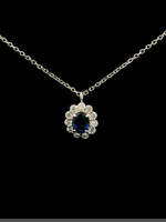 Load image into Gallery viewer, Sapphire Diamond Necklace (Halo Design)
