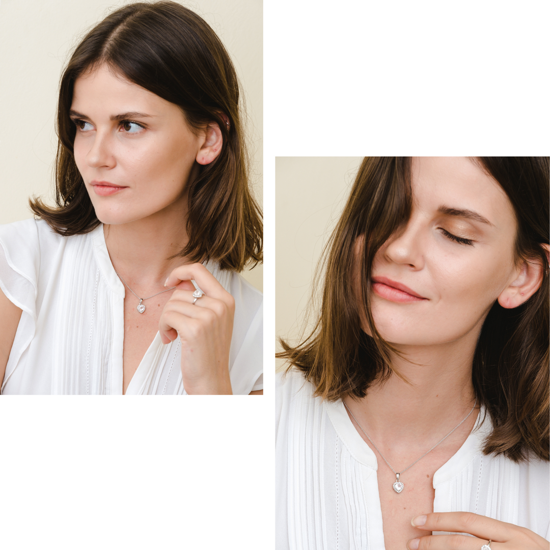 Leanne Necklace (Rose Quartz) - Rhodium Plated