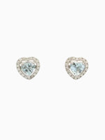 Load image into Gallery viewer, Small Heart Aquamarine Earrings
