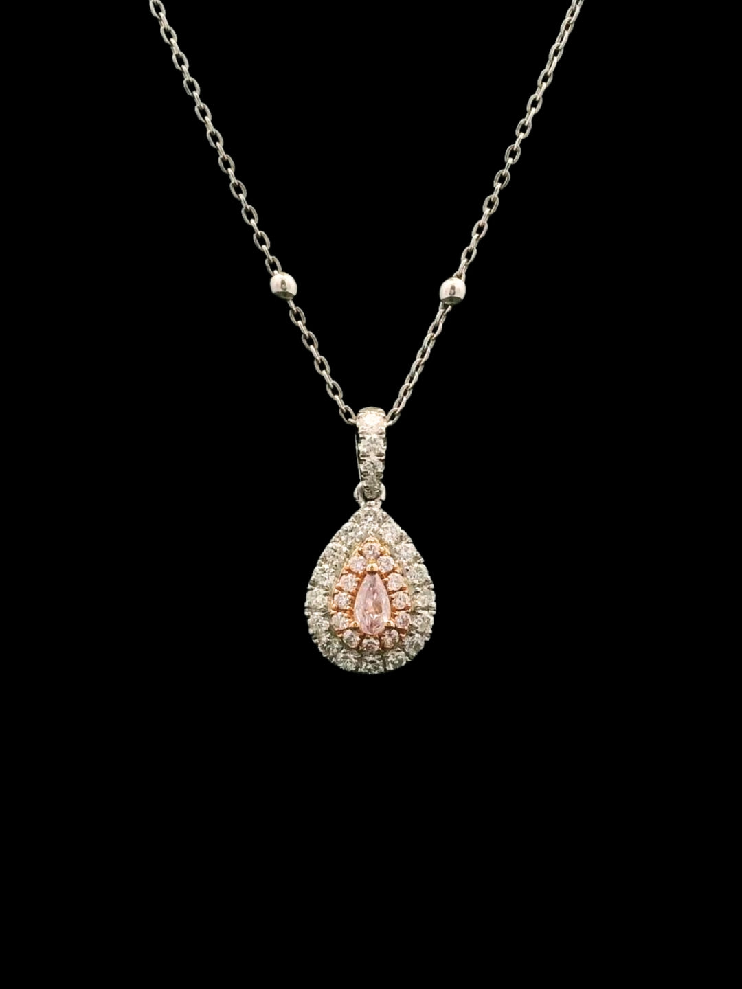 Pink Diamond (Fancy Light Pinkish Purple) Necklace - 18K Gold & Platinum