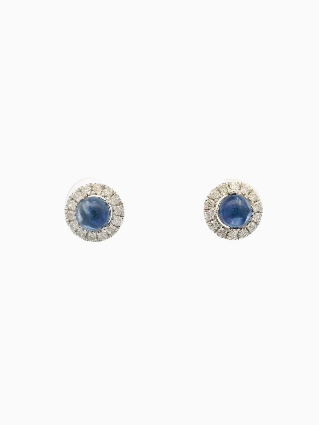 Blue Sapphire Earrings with Halo Design (Cabusion)