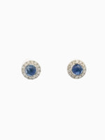 Load image into Gallery viewer, Blue Sapphire Earrings with Halo Design (Cabusion)
