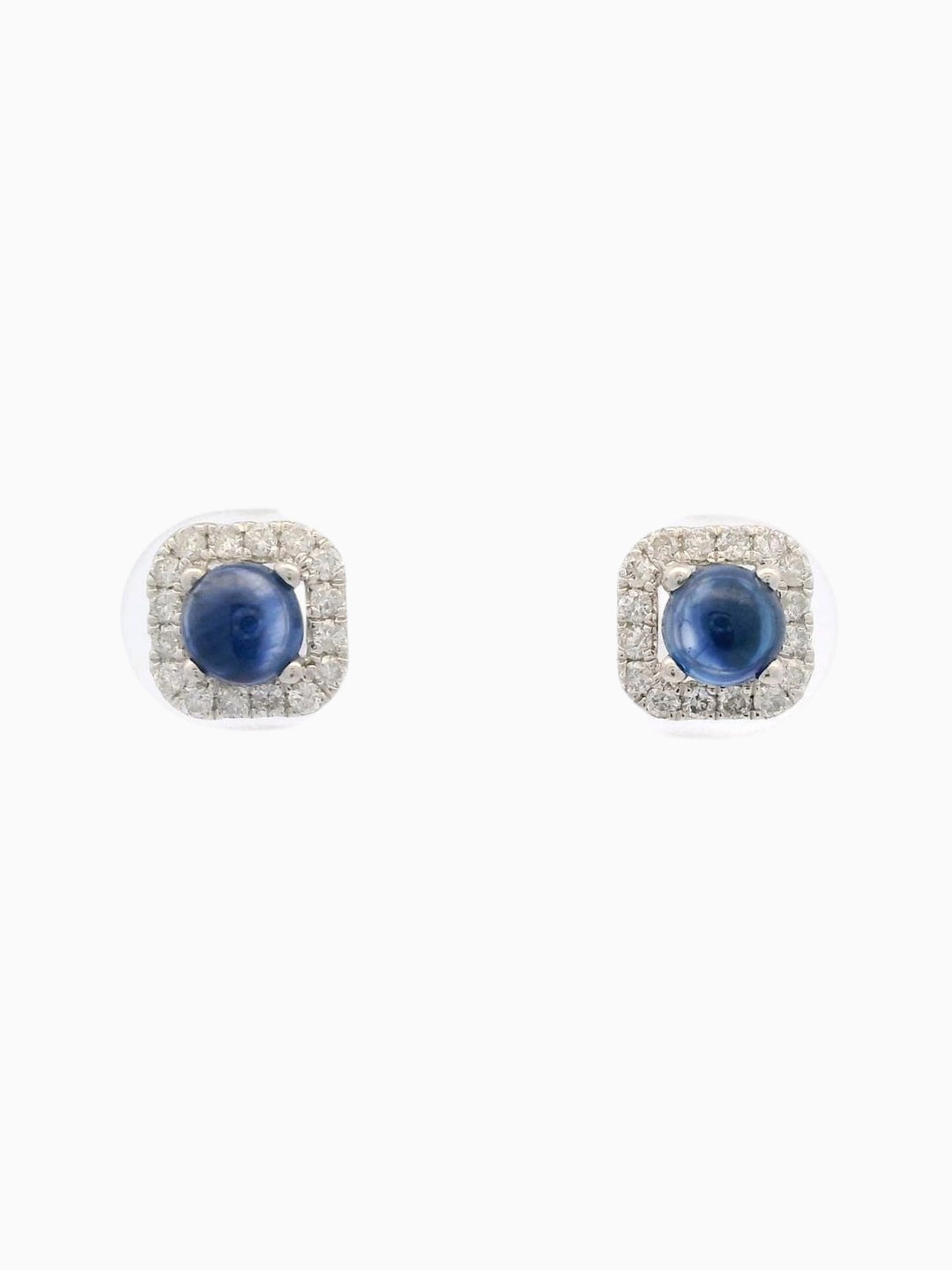 Blue Sapphire Earrings with Halo Design
