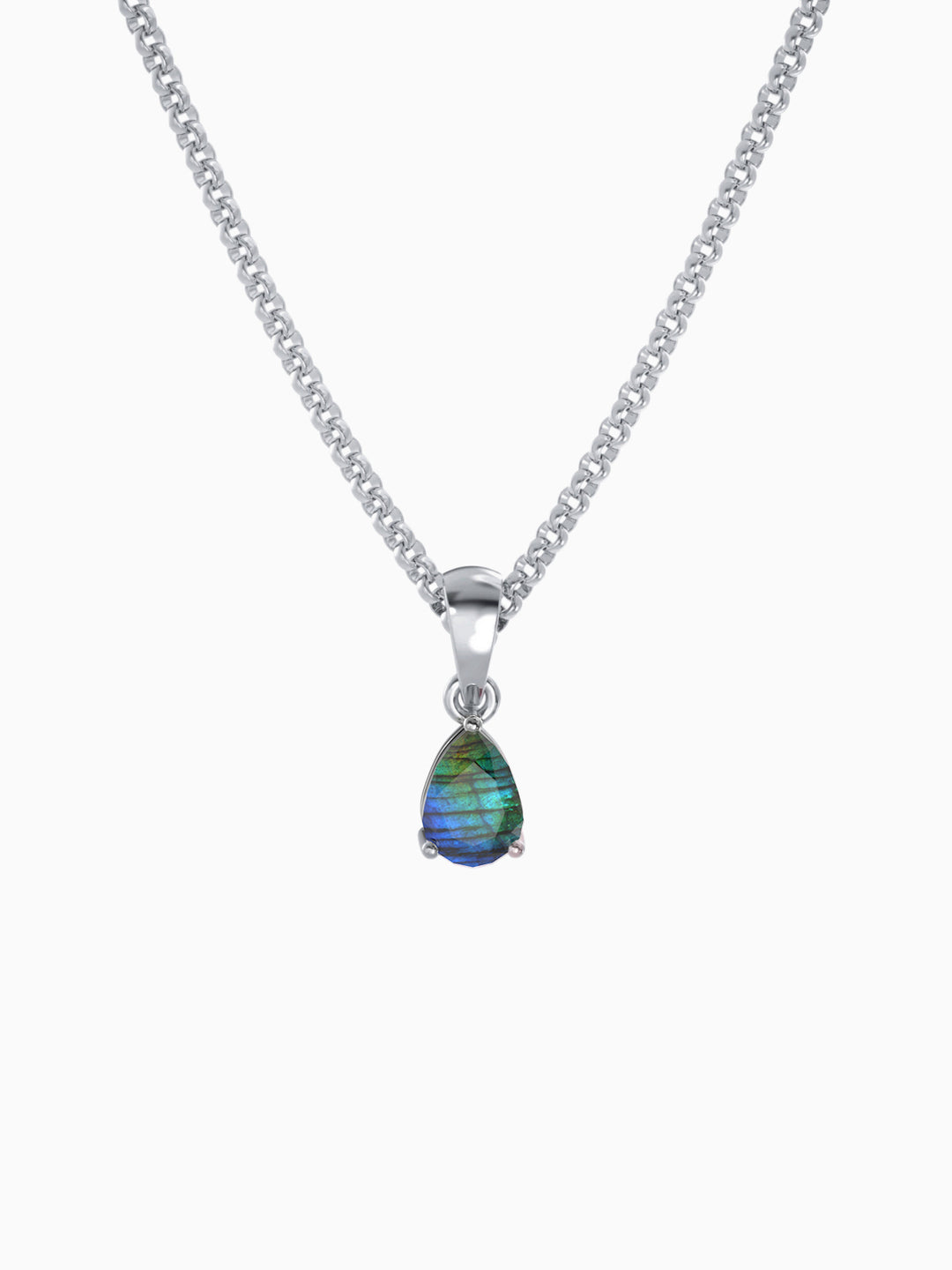 Laura Necklace (Labradorite) - Rhodium Plated