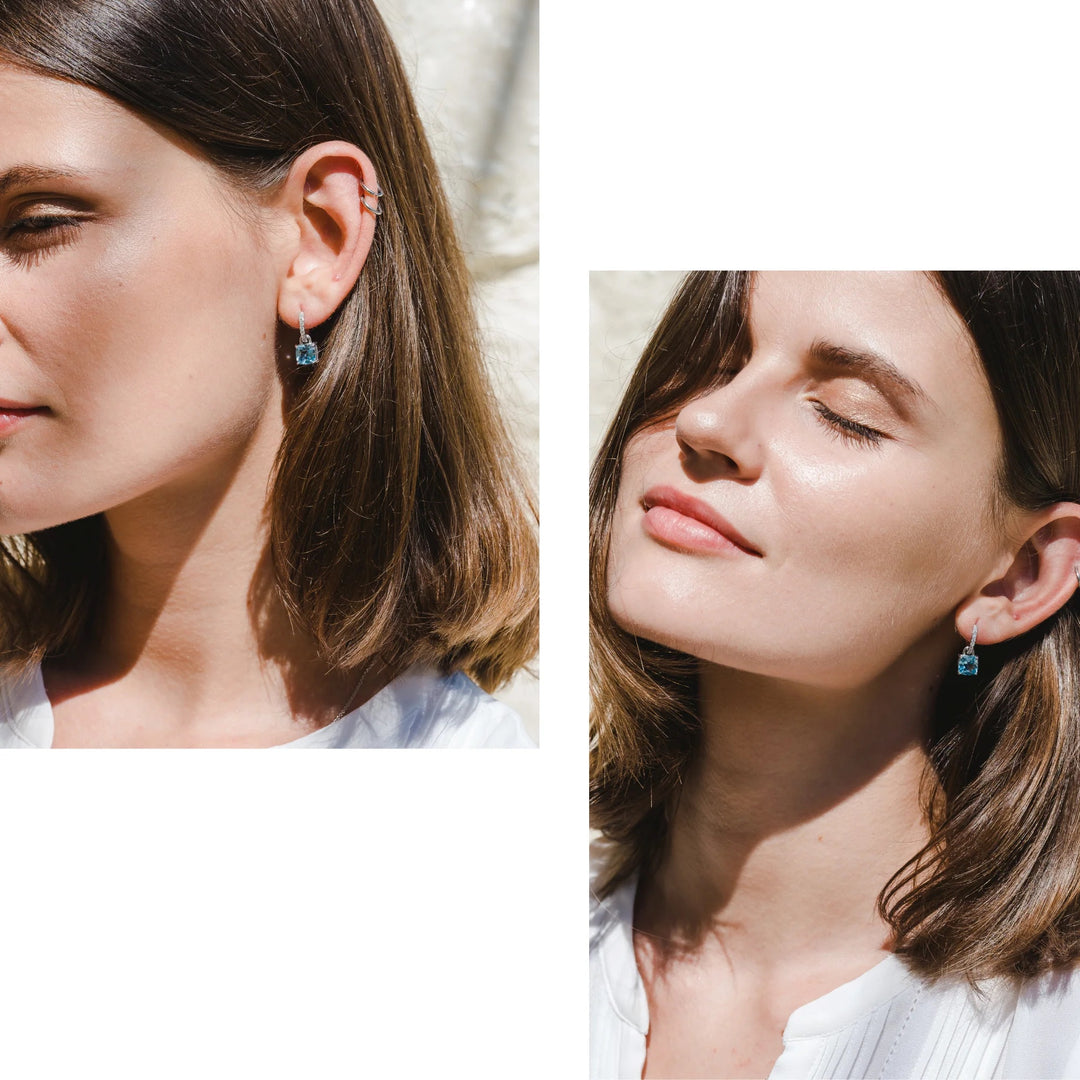 Wylie Earrings (Sky Blue Topaz) - Rhodium Plated