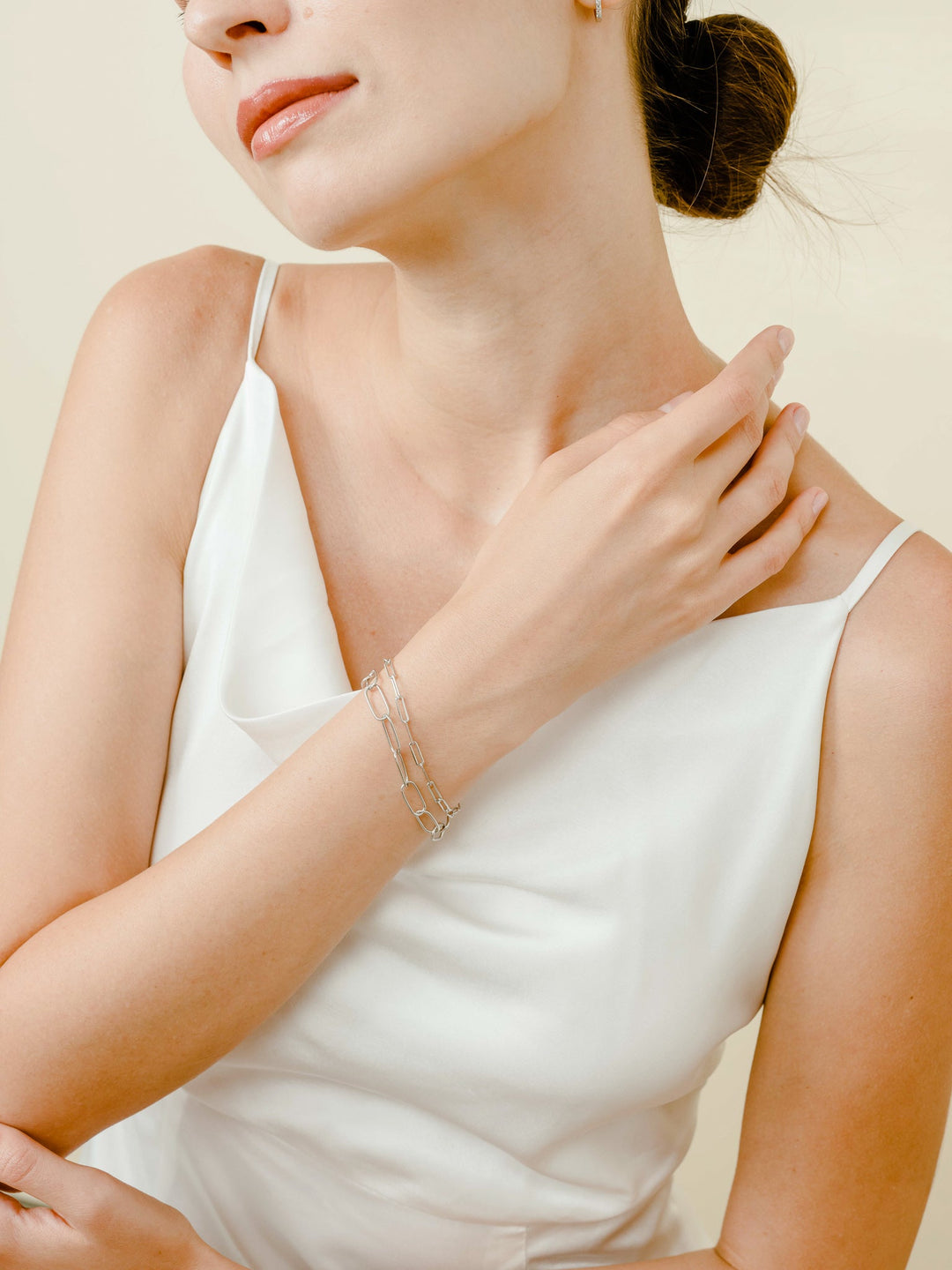 Mae Link Bracelet - Rhodium Plated