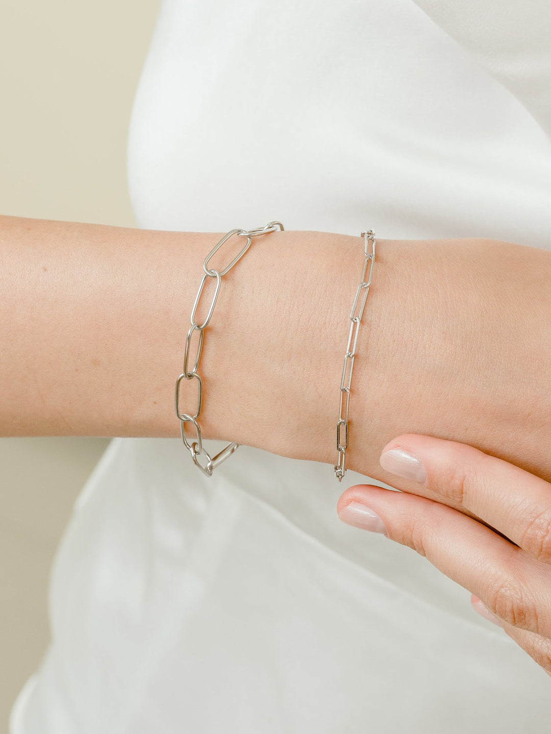 Mabel Link Thick Bracelet - Rhodium Plated
