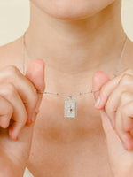 Load image into Gallery viewer, Mother of Pearl Compass Necklace (Garnet) - Rhodium Plated
