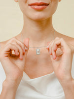 Load image into Gallery viewer, Mother of Pearl Compass Necklace (Garnet) - Rhodium Plated
