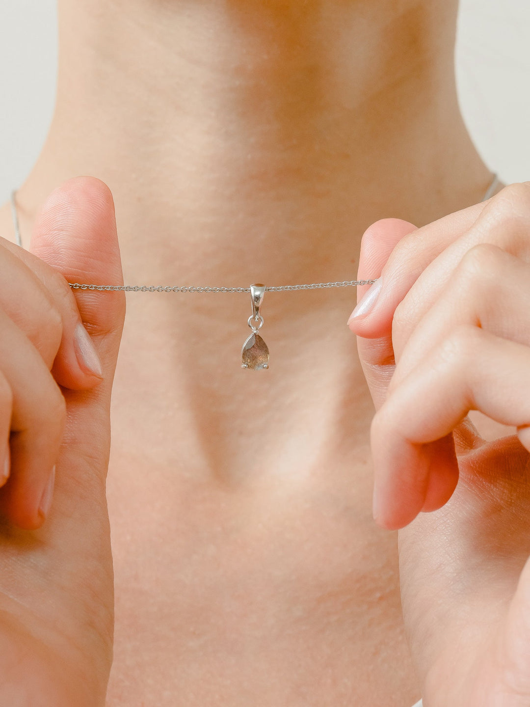 Laura Necklace (Labradorite) - Rhodium Plated