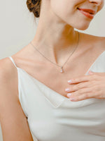 Load image into Gallery viewer, Laura Necklace (Rose Quartz) - Rhodium Plated
